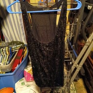 Kersh Black Sequin Tank Top